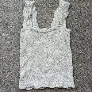 FP Movement by Free People Cream Textured Scoop Tank